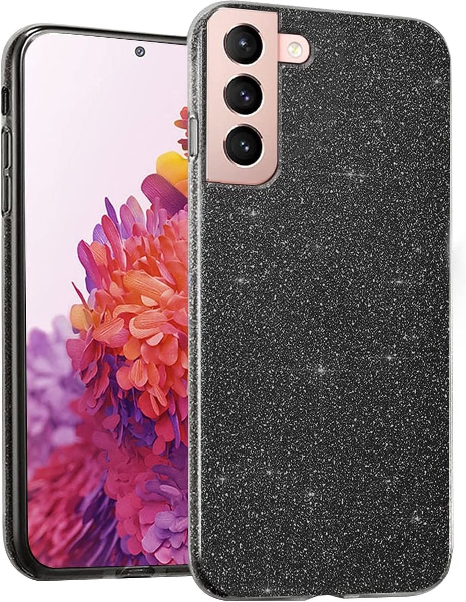 Samsung Galaxy S22 hoesje glitter backcover – Zwart – oTronica