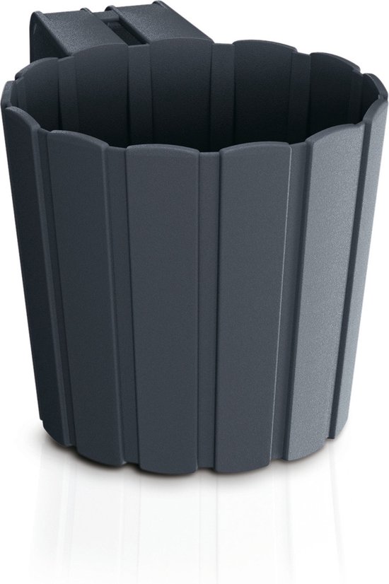 Prosperplast balkon plantenpot - bloempot met haak - antraciet - kunststof - D14 cm - Tuin/balkon - hangend