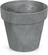 Kunststof bloempotten betonlook 14 cm donker grijs - Bloempotten/plantenpotten voor binnen en buiten