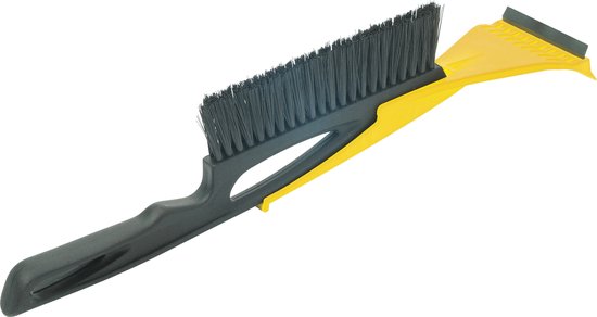 IJskrabber/raamkrabber auto 2-in-1�met rubberen trekker en borstel�- Geel – Kunststof – 9 x 40 cm – Ruitenkrabber