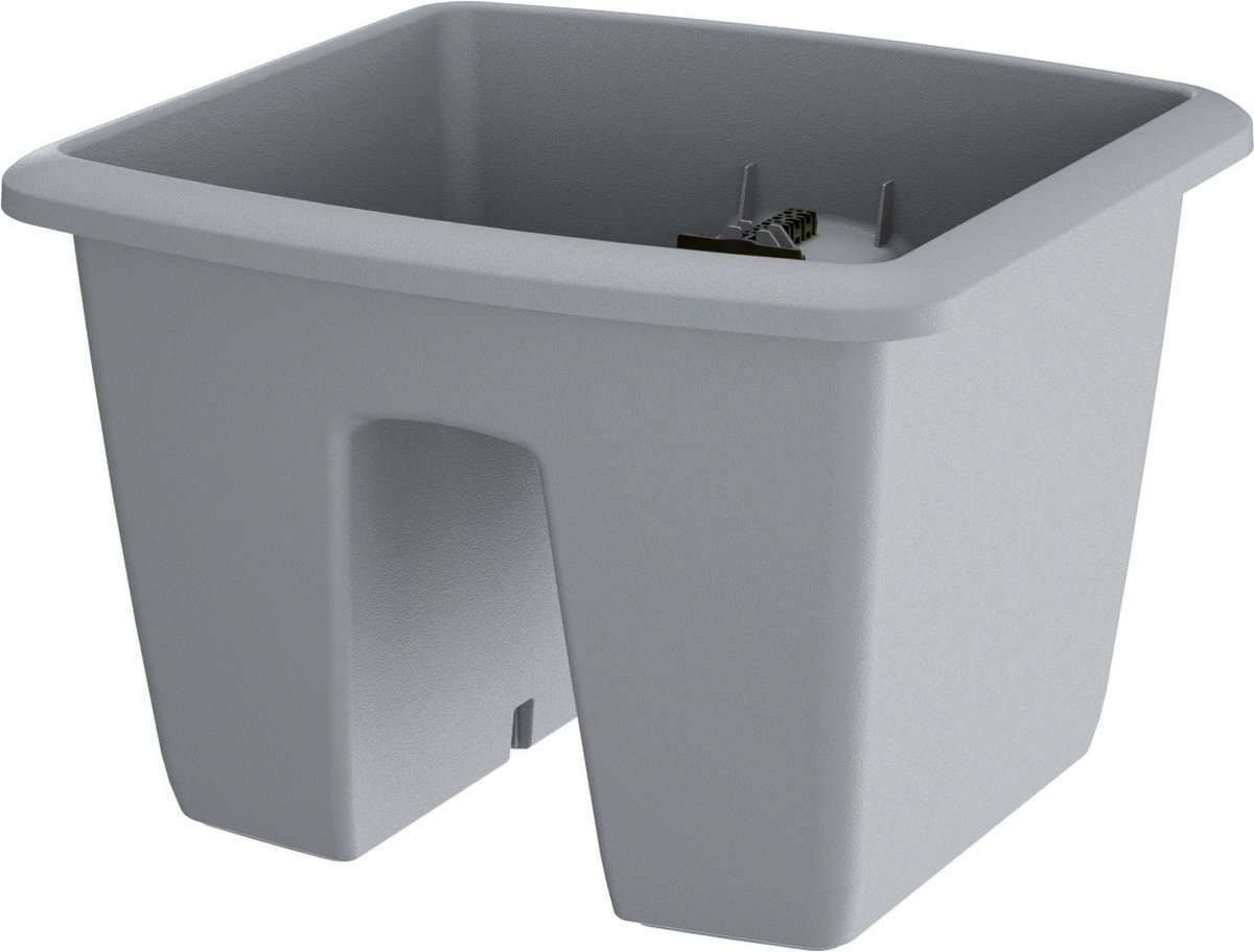 Prosperplast Balkon Plantenpot - lichtgrijs - kunststof - voor op railing - 29 x 29 cm