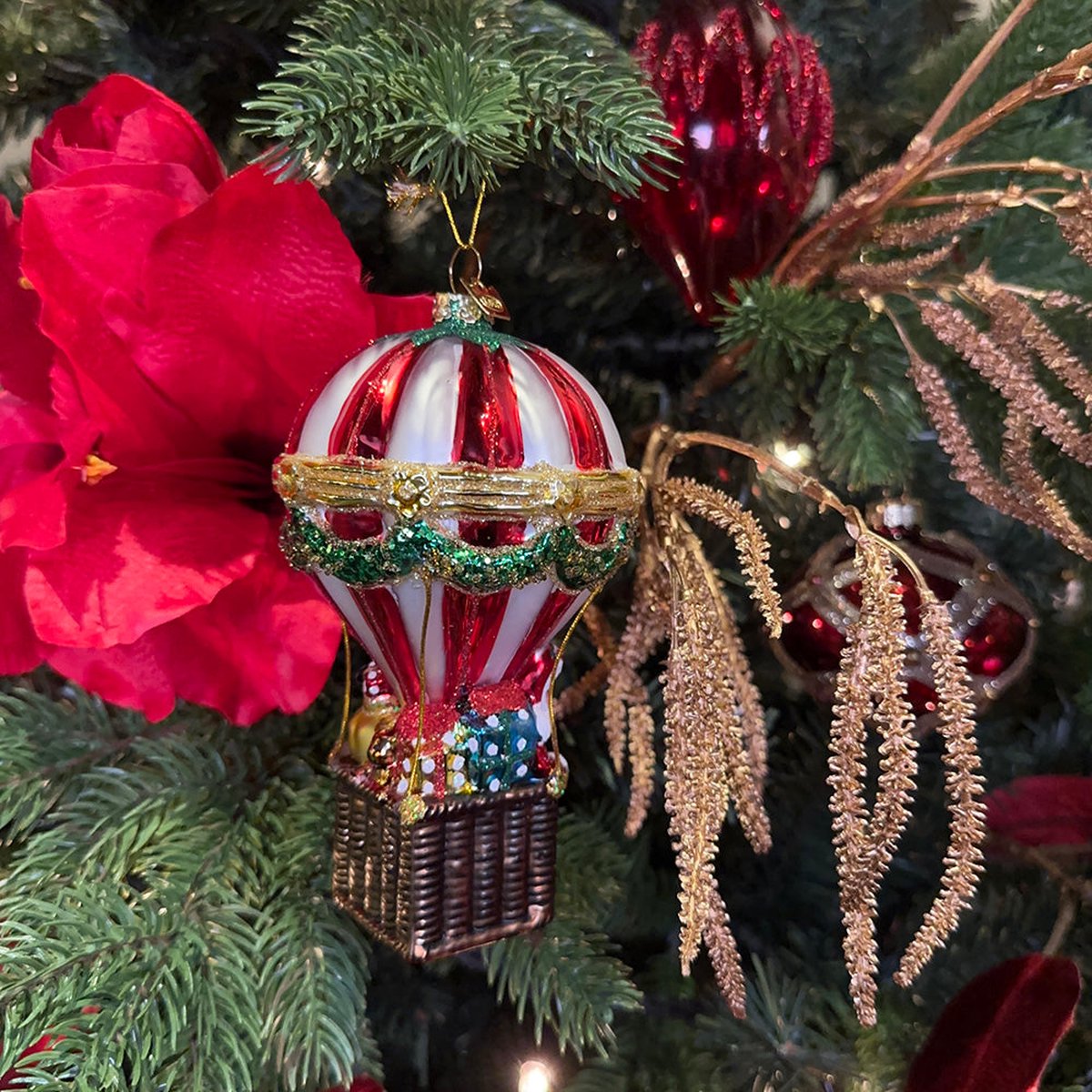 DÉCORATION À SUSPENDRE MONTGOLFIÈRE NOËL - Rouge