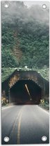 WallClassics - Tuinposter – Weg richting Tunnel in Berg - 20x60 cm Foto op Tuinposter  (wanddecoratie voor buiten en binnen)