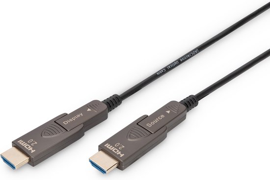 Digitus AK-330127-200-S, 20 m, HDMI Type D (Micro), HDMI Type D (Micro), 4096 x 2560 Pixels, 18 Gbit/s, Zwart