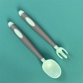 Siliconen babylepel & vork voor baby's en kinderen Magnetron Vaatwasser BPA-vrij veilige set lepels Bestek Baby Lepeltjes (Groen)