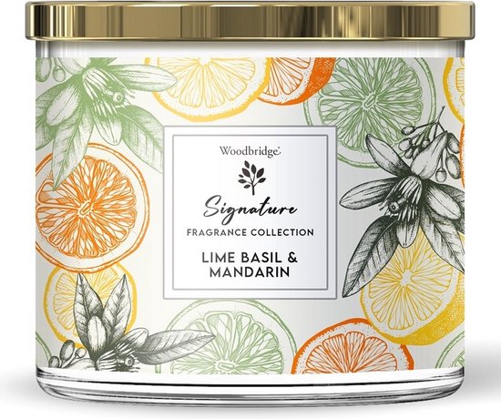 Woodbridge Luxe Bougie parfumée à 3 mèches LIME BASIL MANDARIN - citron vert basilic patchouli vétiver