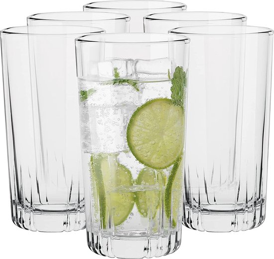 Lot De 3 Verres Longdrink Cosy & Trendy MARTIN - 39cl - Verres Lave-Vaisselle - Design à Nervures