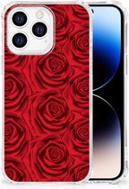 GSM Hoesje Geschikt voor iPhone 14 Pro Anti Shock Case met transparante rand Red Roses