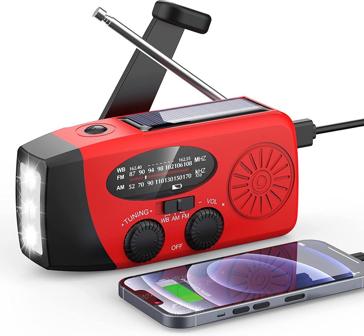 Noodradio – Solar Emergency Radio – Kamperen Outdoor Survival Radio – Powerbank – Zaklamp – Zonne Energie