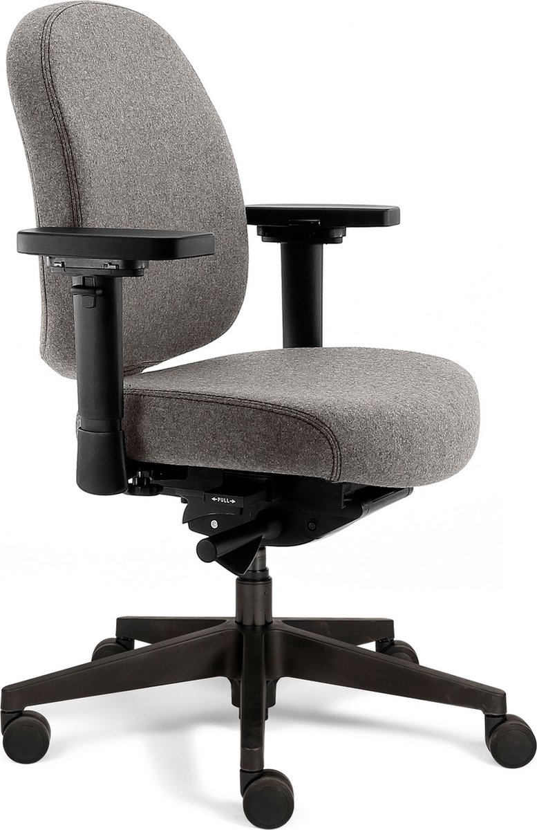 Therapod X Compact in wolvilt Fenice lichtgrijs - Bureaustoel lange mensen - Ergonomische bureaustoel rugklachten - 24 uurs stoel