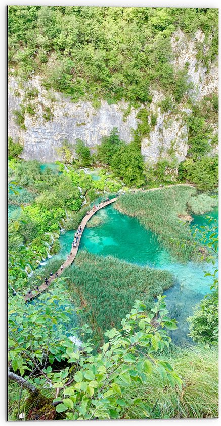 WallClassics - Dibond - Plitvice Lakes National Park in Kroatie  - 50x100 cm Foto op Aluminium (Met Ophangsysteem)