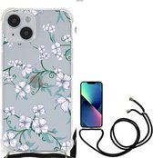 Smartphone hoesje Geschikt voor iPhone 14 Siliconen Hoesje met transparante rand Blossom White