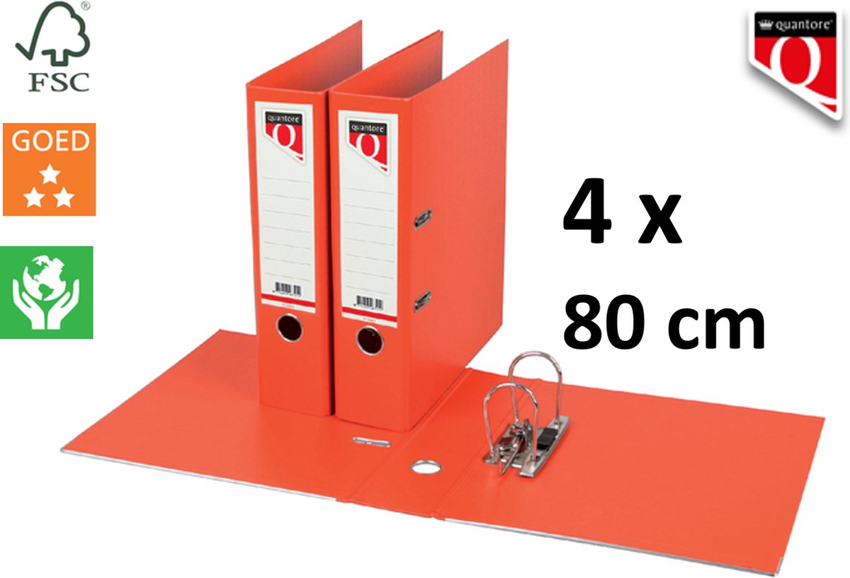 4 x Ordner Quantore - A4 - 80mm breed - PP kunststof - oranje