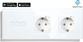 SmartinHuis – Slimme serieschakelaar (3) + tweevoudig stopcontact – Wit – Wifi – Hotelschakelaar – 3 lampen