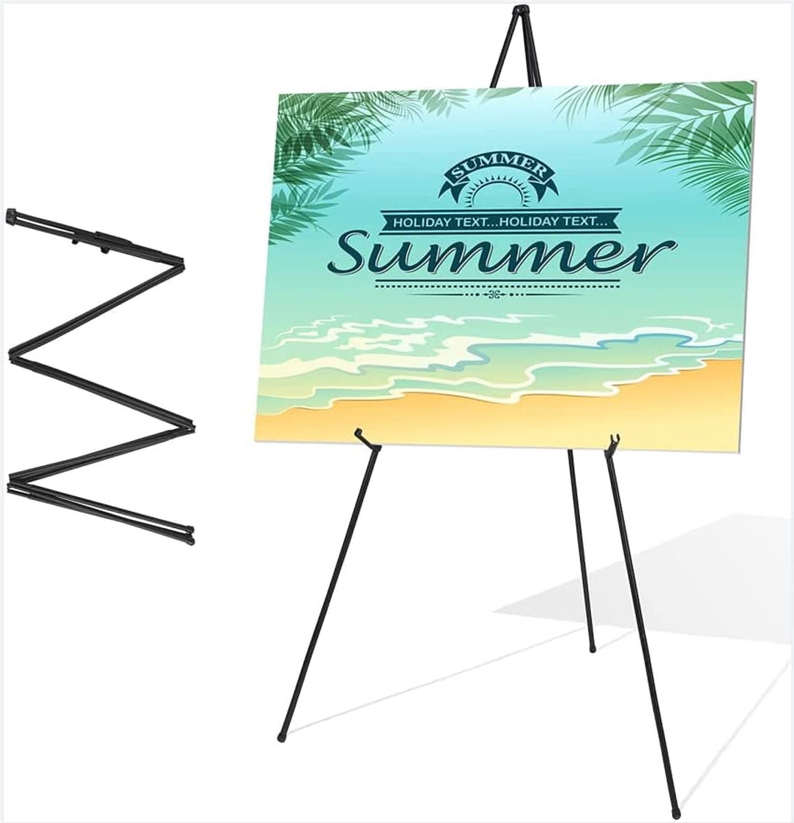 ASelected Display ezel standaard voor bruiloft teken, draagbare opvouwbare ezel vloer kunst ezel verstelbare 160 cm hoge metalen poster ezel, inklapbare statief ezel, met verstelbare plastic clips ASelected Display ezel standaard voor bruiloft teken, draagbare opvouwbare ezel vloer kunst ezel verstelbare 160 cm hoge metalen poster ezel, inklapbare statief ezel, met verstelbare plastic clips