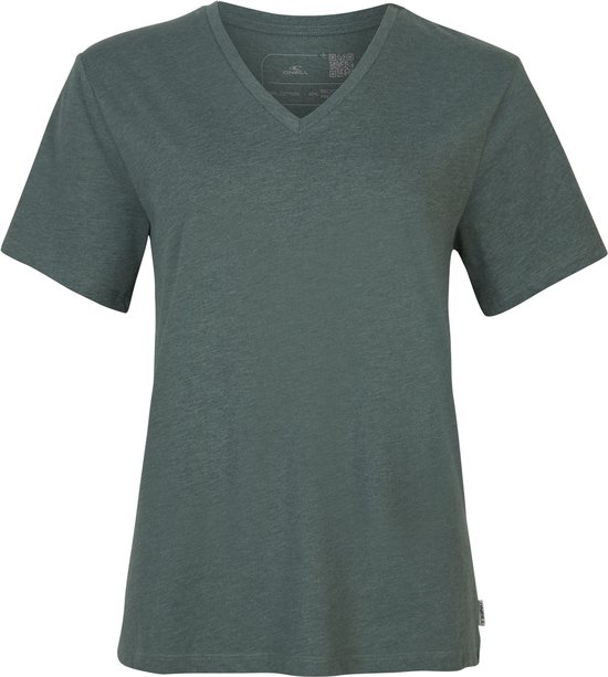 O'Neill T-Shirt Women ESSENTIALS V-NECK T-SHIRT Groen M - Groen 60% Cotton, 40% Recycled Polyester V-Neck