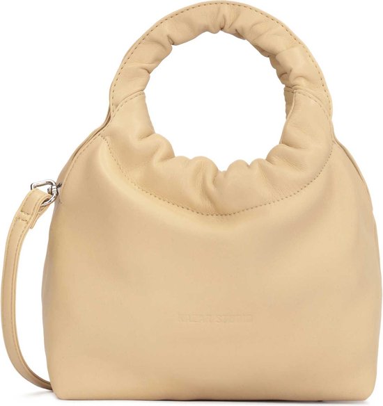 Sac en cuir beige avec jolie anse ronde franges bol