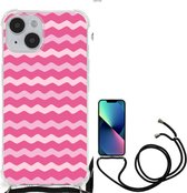 Foto hoesje Geschikt voor iPhone 14 Smartphone hoesje met doorzichtige rand Waves Pink