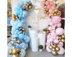 Ballonnenboog Gender Reveal - Volledig pakket met 200+ roze & blauwe ballonnen - Gender reveal versiering