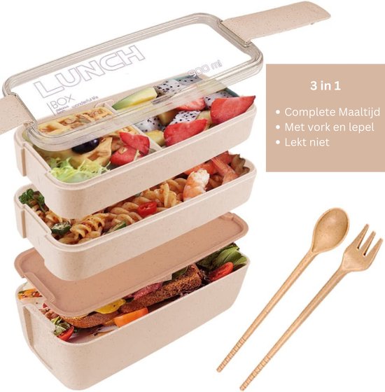 Bento Box, Roestvrijstalen Lunchbox 3 Lagen Stapelbare Lunchcontainers Met Lekvrij Draagbaar Handvat Voor Schooluit Eten Gaan Werken Picknick(Roze
