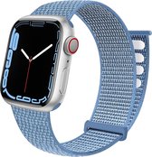 Strap-it Nylon Loop band - Geschikt voor Apple Watch bandje - Series 1/2/3/4/5/6/7/8/9/SE - Blauw - Nylon bandje met klittenband - Stof iWatch bandje voor maat: 38 mm 40 mm 41 mm