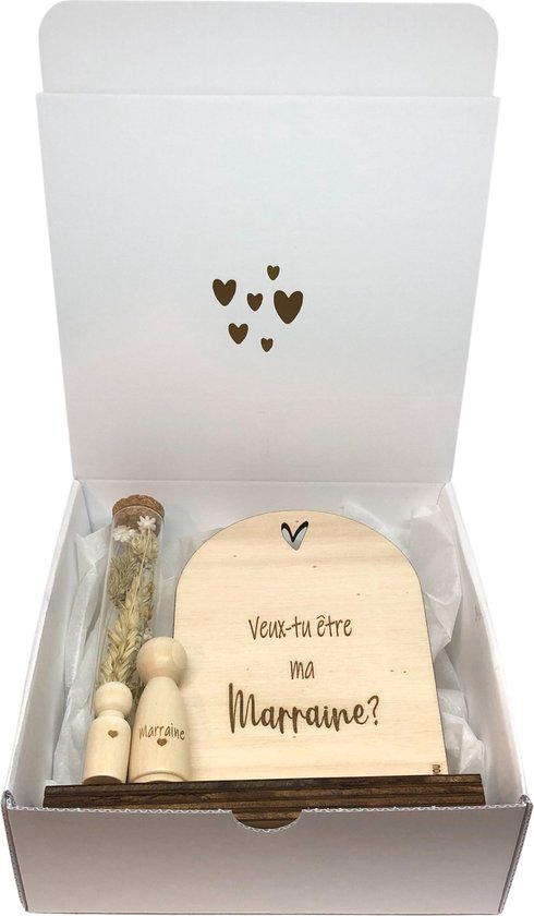 Coffret Demande Marraine Original - Porte-Clés + Carte + Fleurs Séchées, "Veux-tu être Ma Marraine ?" Cadeau Baptême Grossesse