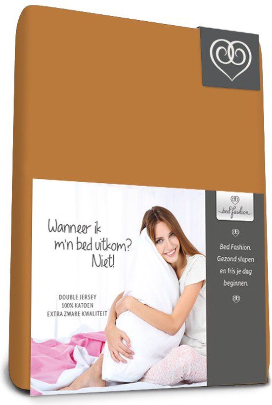 Bed-Fashion - Dubbel Jersey - Topper Hoeslaken - 140 x 210 cm - Cognac |  bol.com