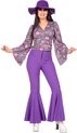 Wilbers & Wilbers - Hippie Kostuum - Flower Powerhouse Blouse Louise Vrouw - Paars - Maat 38 - Carnavalskleding - Verkleedkleding