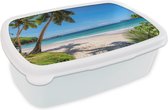 Broodtrommel Wit - Lunchbox - Brooddoos - Strand - Zee - Palmbomen - Zon - 18x12x6 cm - Volwassenen