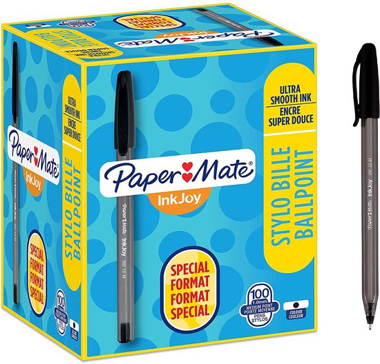Paper Mate InkJoy 100RT stylo bille rétractable | pointe moyenne (1,0 mm) |  noir | Lot de 20