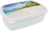 Broodtrommel Wit - Lunchbox - Brooddoos - Strand - Zee - Palmbomen - 18x12x6 cm - Volwassenen