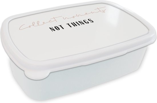 betekenis Millimeter Wijzigingen van Broodtrommel Wit - Lunchbox - Brooddoos - Tekst - Collect moments not  things - Quotes... | bol.com