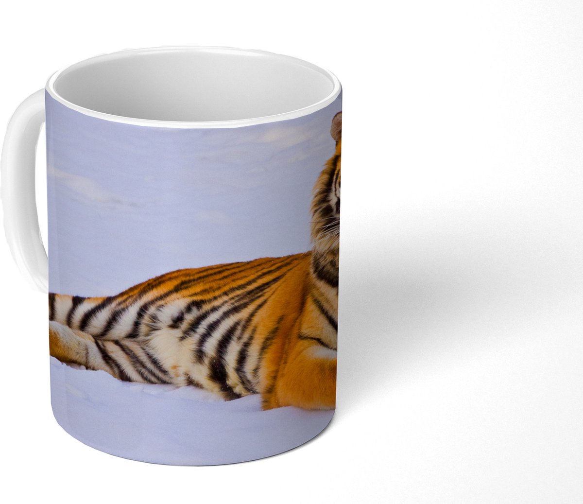 Mok - Koffiemok - Tijger - Sneeuw - Winter - Dieren - Mokken - 350 ML - Beker - Koffiemokken - Theemok