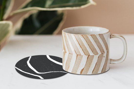 Sous-verres de verre - Rond - Ligne - Minimalisme - Design - 10x10 cm - Dessous de verre - 6 pièces