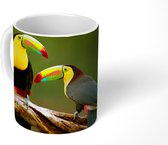 Mok - Koffiemok - Vogels - Toekan - Tak - Dieren - Regenboog - Mokken - 350 ML - Beker - Koffiemokken - Theemok