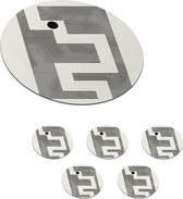 Sous-verres pour verres - Rond - Labyrinthe - Abstrait - Minimalisme - 10x10 cm - Sous-verres en verre - 6 pièces