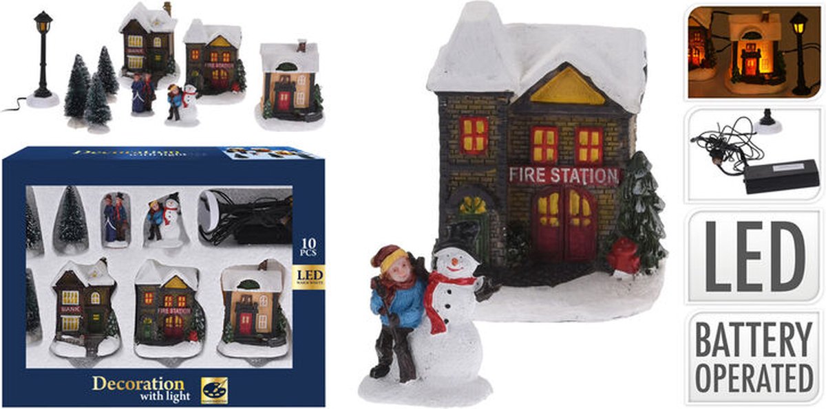 Nampook Kerstdorp - 10 delig - Met LED-verlichting