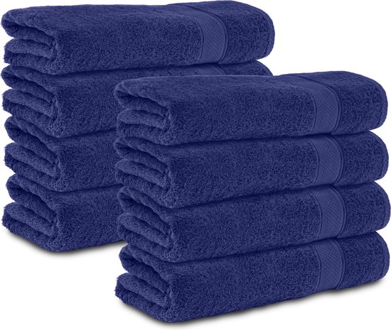 Komfortec 8x Handdoek 50x100 - Hotel Kwaliteit - 100% Katoen - Handdoekenset - Zacht - Marineblauw