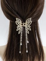 Nerissa- Luxe Haarklem vlinder met parels- Haarclip/Haarspeld - Haaraccessoires Bruiloft- Goud