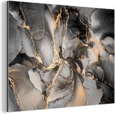 Wanddecoratie Metaal - Aluminium Schilderij Industrieel - Grijs - Luxe - Goud - Marmer - 120x90 cm - Dibond - Foto op aluminium - Industriële muurdecoratie - Voor de woonkamer/slaapkamer