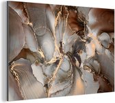 Wanddecoratie Metaal - Aluminium Schilderij Industrieel - Grijs - Goud - Marmer - Marmerlook - 30x20 cm - Dibond - Foto op aluminium - Industriële muurdecoratie - Voor de woonkamer/slaapkamer