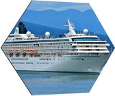 WallClassics - Dibond Hexagon - Cruiseschip wegvarend van Bergen - 80x69.6 cm Foto op Hexagon (Met Ophangsysteem)