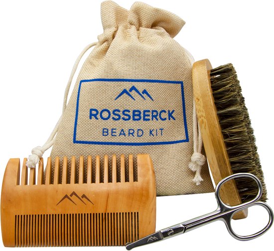Rossberck Beard Kit - Baardkam, Baardborstel & Neushaarschaartje