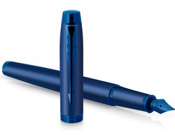 Parker IM Monochrome vulpen | blauwe inkt | blauwe afwerking en details | medium punt | met Geschenkdoos