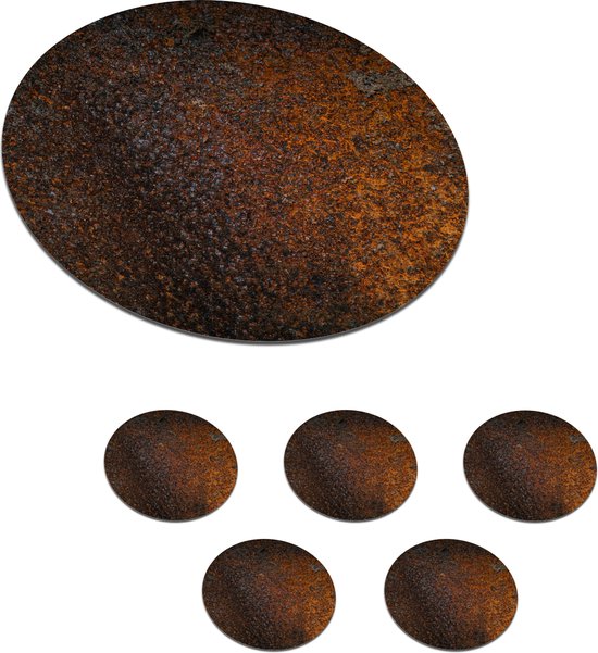 Onderzetters voor glazen - Rond - Roest - Oranje - Patronen - 10x10 cm - Glasonderzetters - 6 stuks