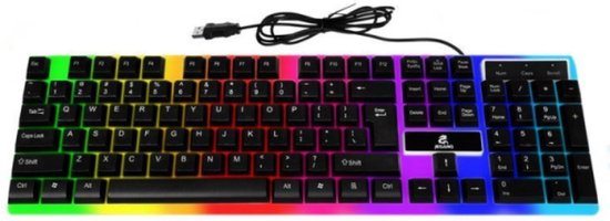 clavier rétro-éclairé-différentes couleurs-câble 125cm-ordinateur-portable  | bol