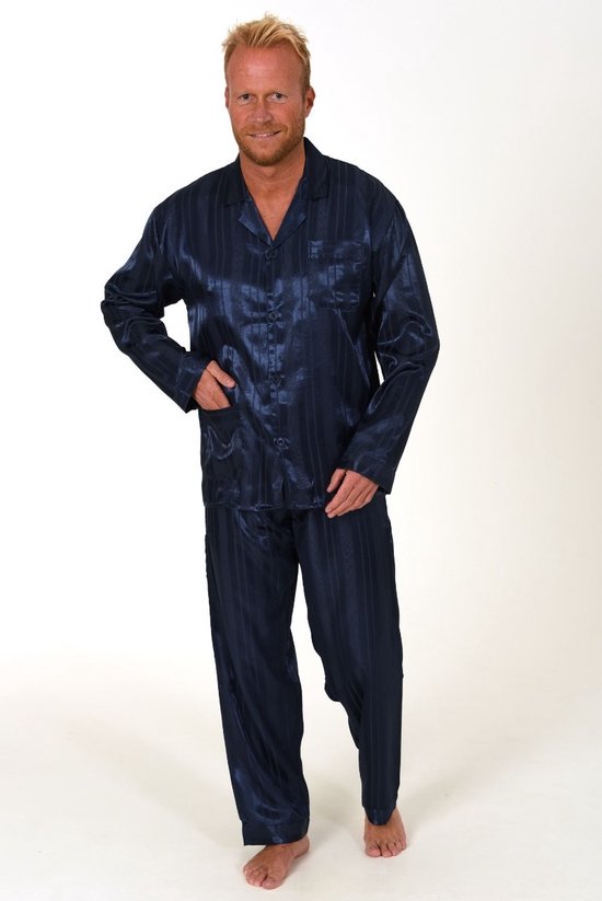 Heren pyjama satijn 94010 - Blauw - 54 | bol.com
