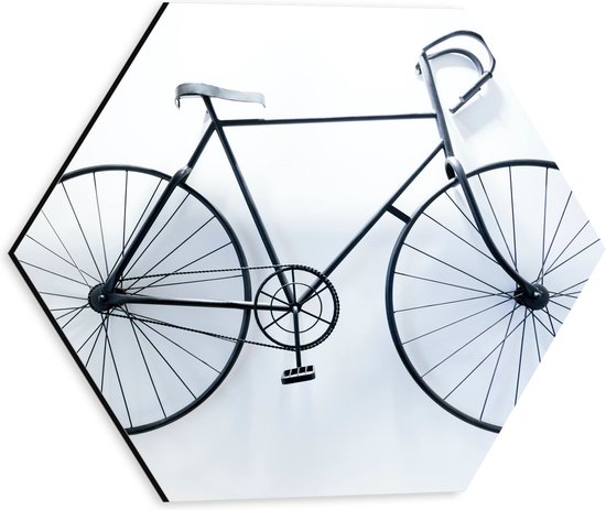 WallClassics - Dibond Hexagon - Vélo Vélo Contre Mur Witte - 30x26,1 cm Photo sur Hexagone (Avec Système d'accrochage)
