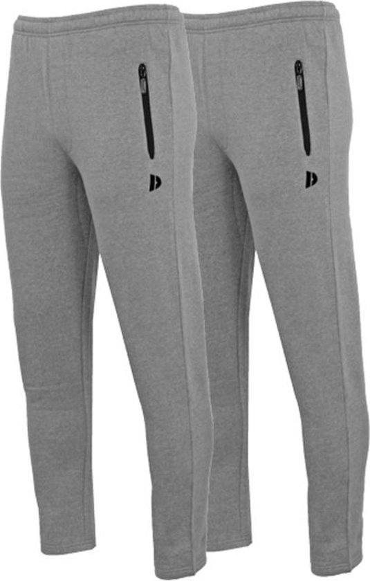 2-Pack Donnay - Joggingbroek met rechte pijp - sportbroek - Heren - Maat S - Silver-marl (032)