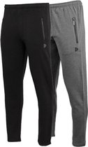 2-Pack Donnay - Pantalon de survêtement à jambe droite - pantalon de sport - Homme - Taille S - Zwart/ Charcoal-marl (1030)